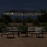 Vidaxl Parasol Doppio tetto con LED 449x245 cm nero