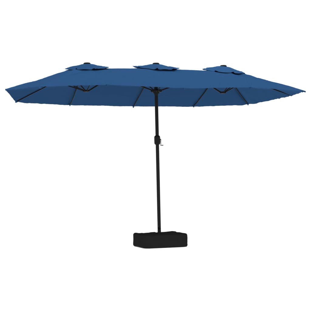 VidaXL Parasol Double roof with LED 449x245 cm azure blue
