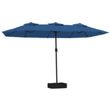 VidaXL Parasol Double roof with LED 449x245 cm azure blue