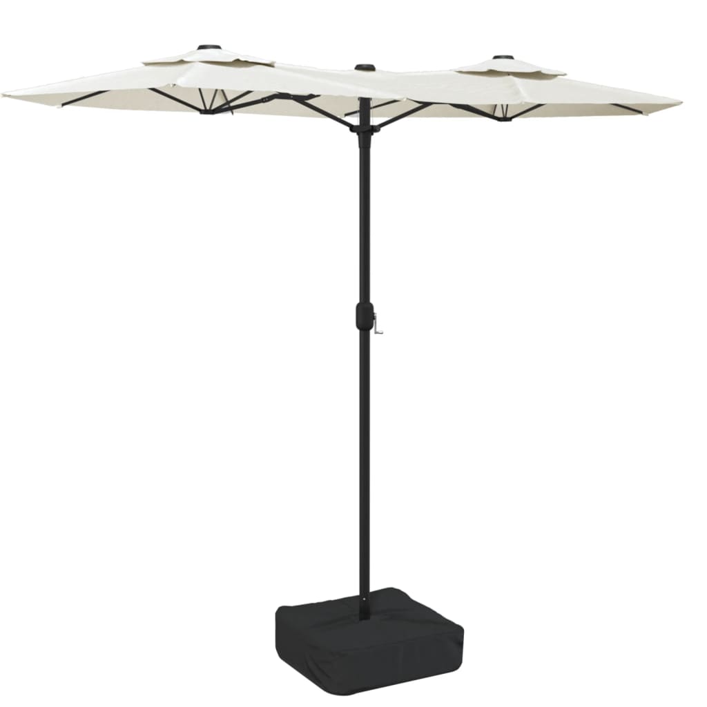 Vidaxl Parasol Doppio tetto con LED 316x240 cm Sand Bianco