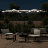 Vidaxl Parasol Doppio tetto con LED 316x240 cm Sand Bianco