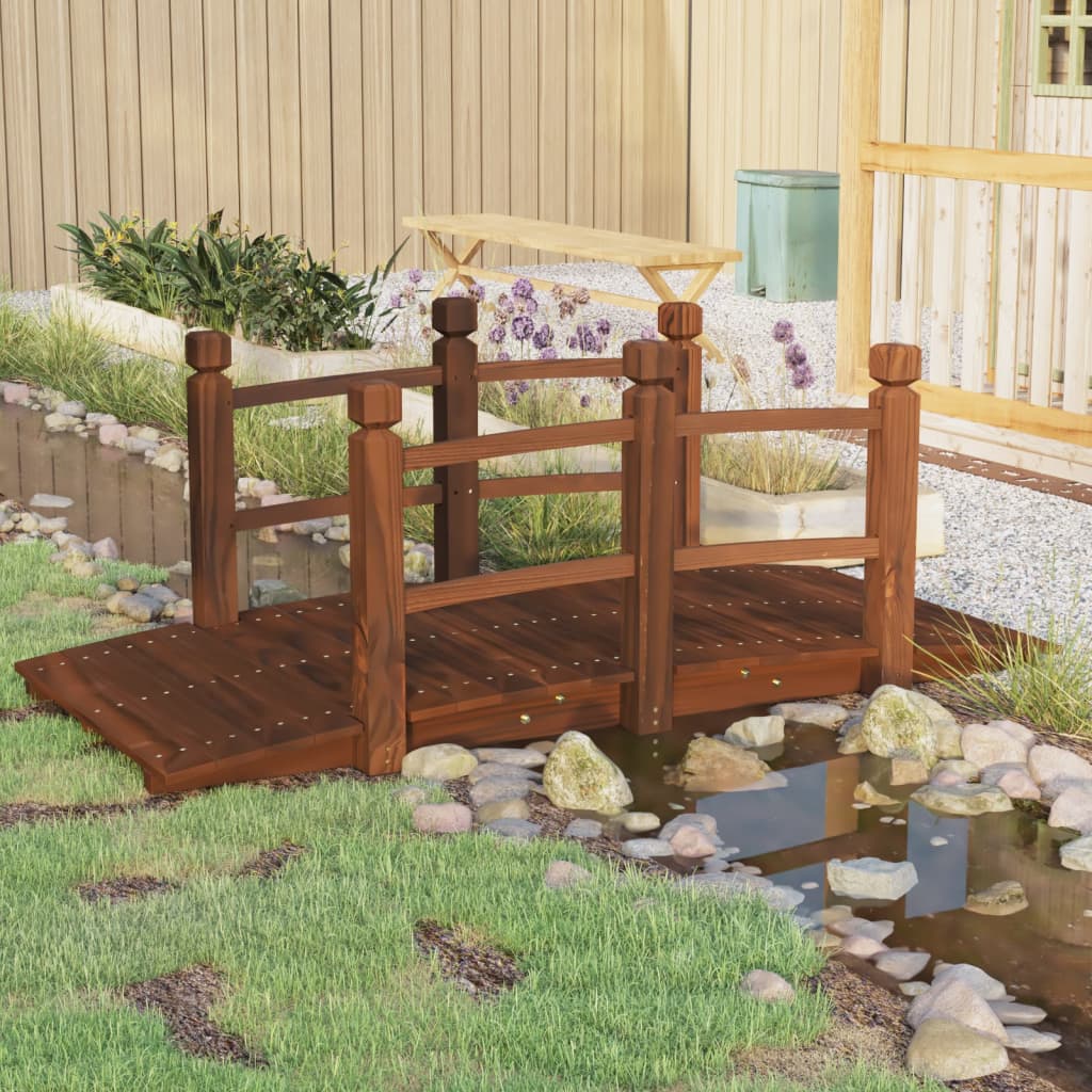 Puente de jardín Vidaxl con pasamanos 150x67x56 cm de pino sólido