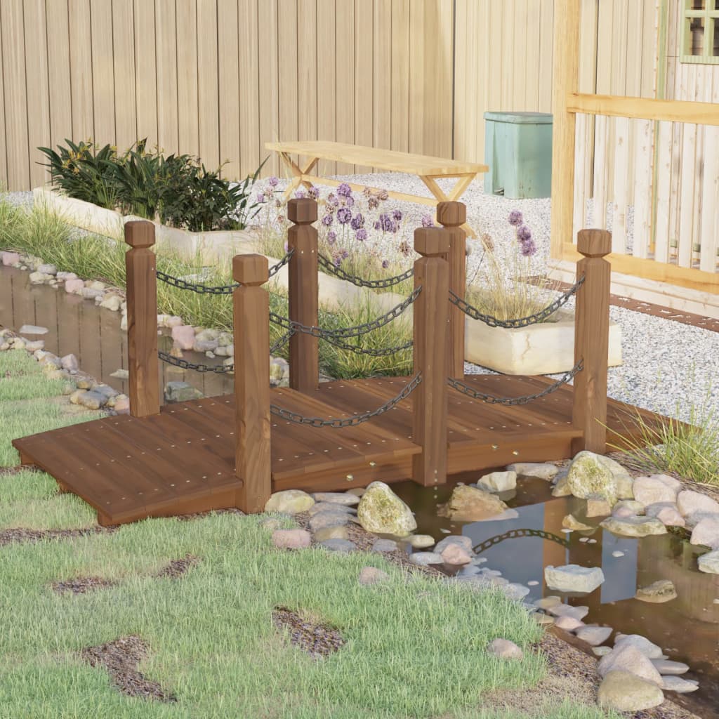 Vidaxl Gartenbrücke mit Kettenschienen 150 x 67 x 56 cm Festkieferholz