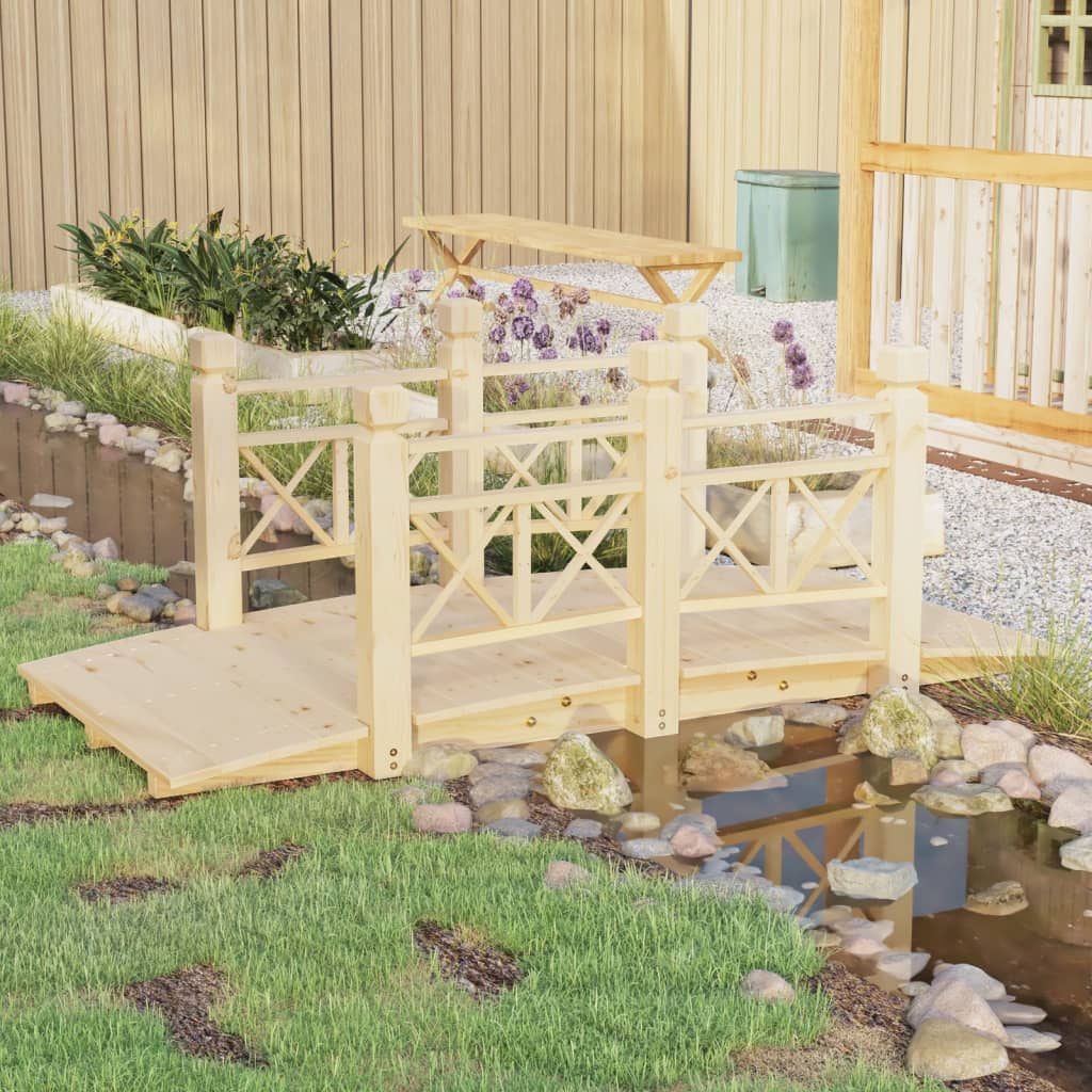 Vidaxl Garden Bridge con corrimano 150x67x56 cm Pineo solido