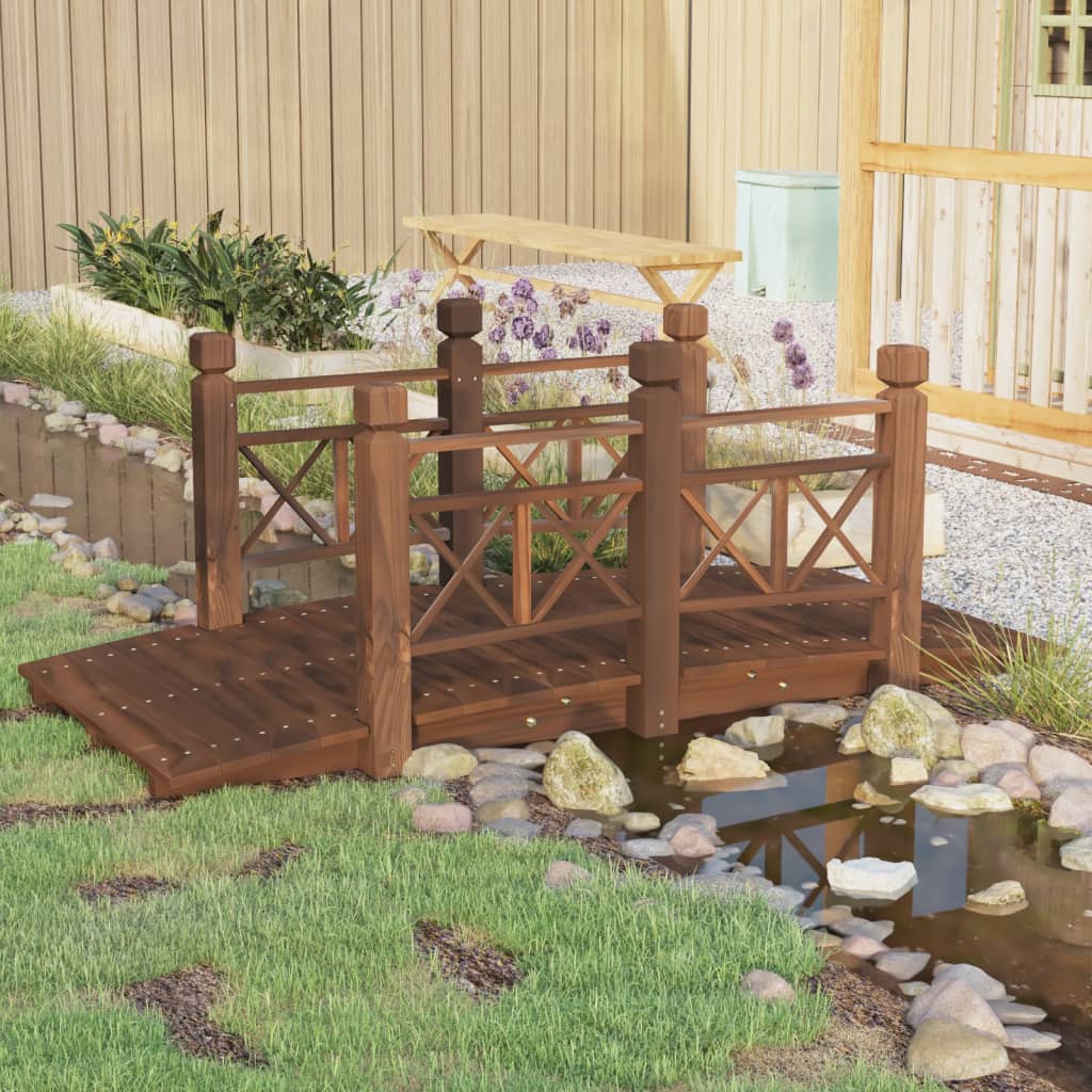 Puente de jardín Vidaxl con pasamanos 150x67x56 cm de pino sólido