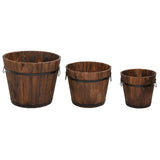 Vidaxl Planning Bin Set Set Wooden Bucket 3 pezzi Solid Vurenhout
