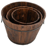 Vidaxl Planning Bin Set Set Wooden Bucket 3 pezzi Solid Vurenhout