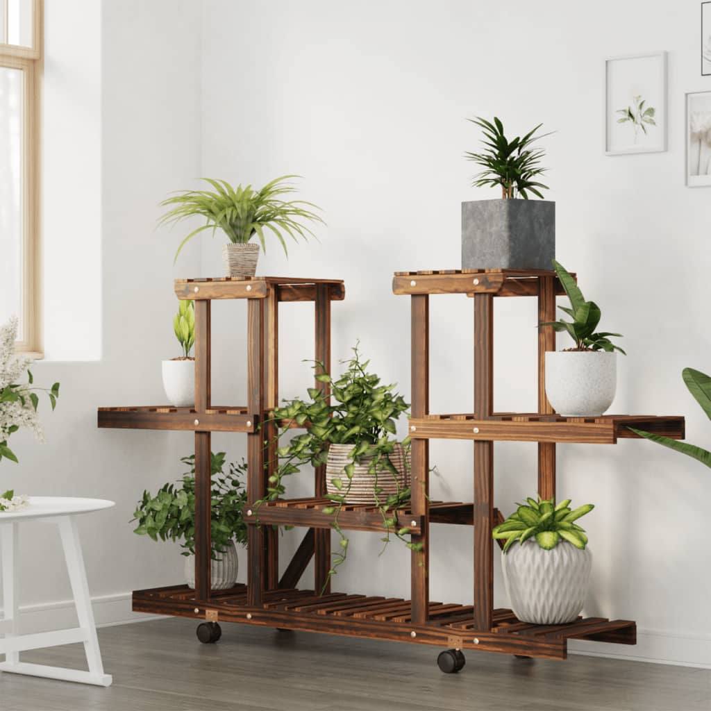 VidaXL Plant Standard With Wheels 110x25x78 cm Solid Vurenhout