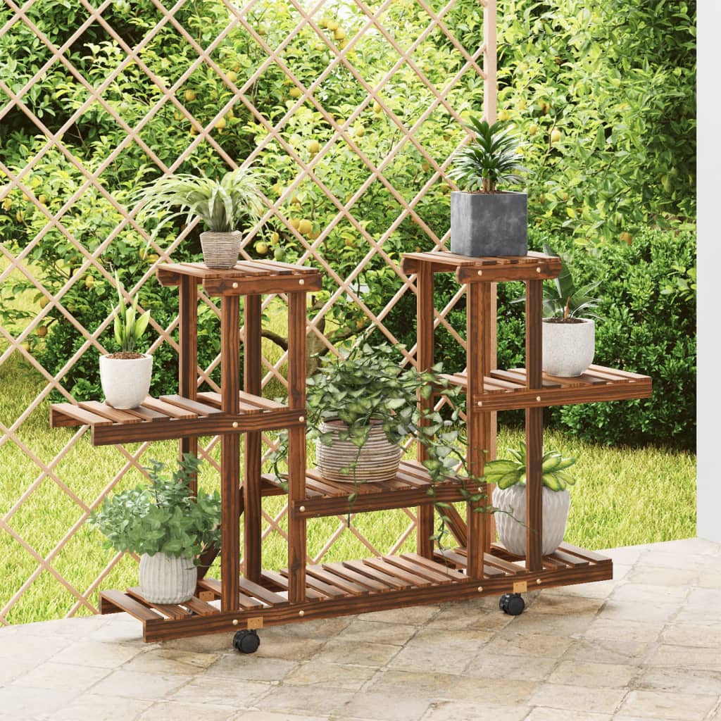 VidaXL Plant Standard With Wheels 110x25x78 cm Solid Vurenhout