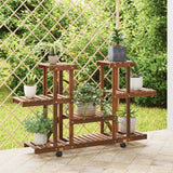 VidaXL Plant Standard With Wheels 110x25x78 cm Solid Vurenhout