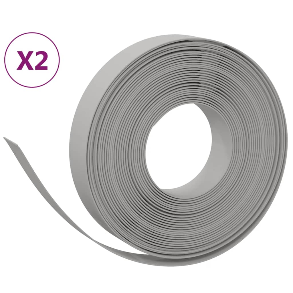 Vidaxl Gaart Kante 2 PC 10 m 10 cm Polyethylen Grey