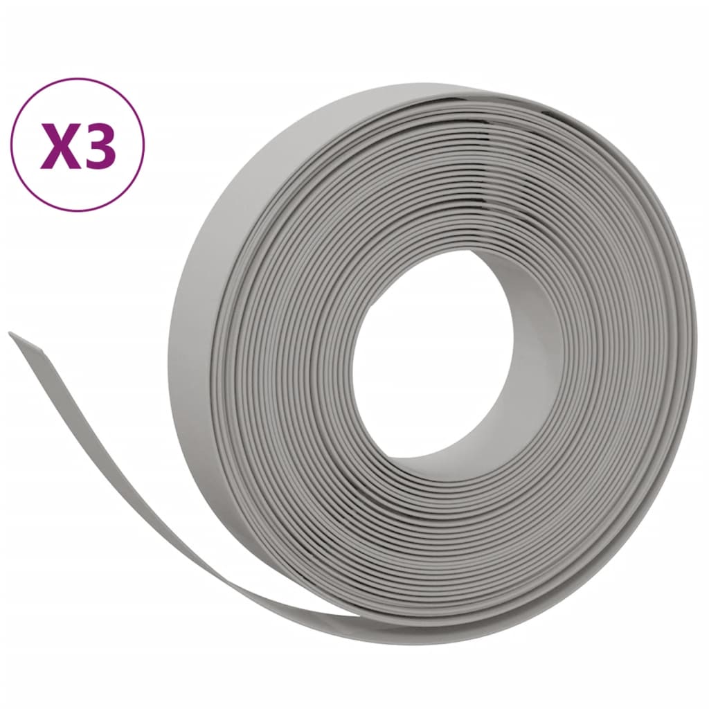 Vidaxl Garden Edges 3 st 10 m 10 cm polyetengrå