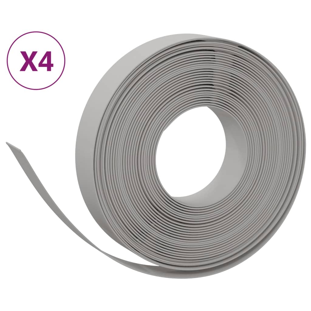Vidaxl Gaart Kante 4 PCs 10 m 10 cm Polyethylene Grey