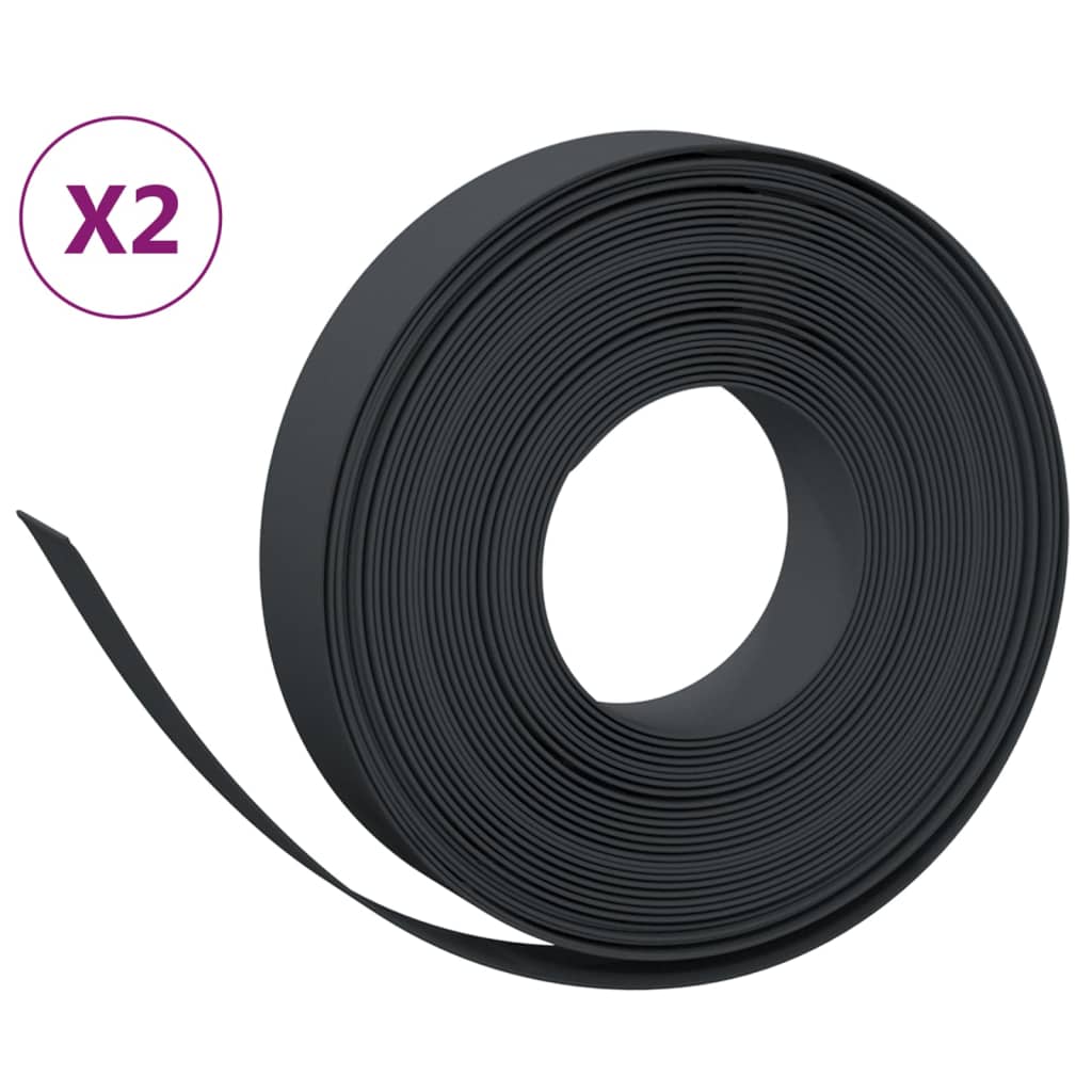 Vidaxl Gaart Kante 2 PCs 10 m 10 cm Polyethylen schwaarz