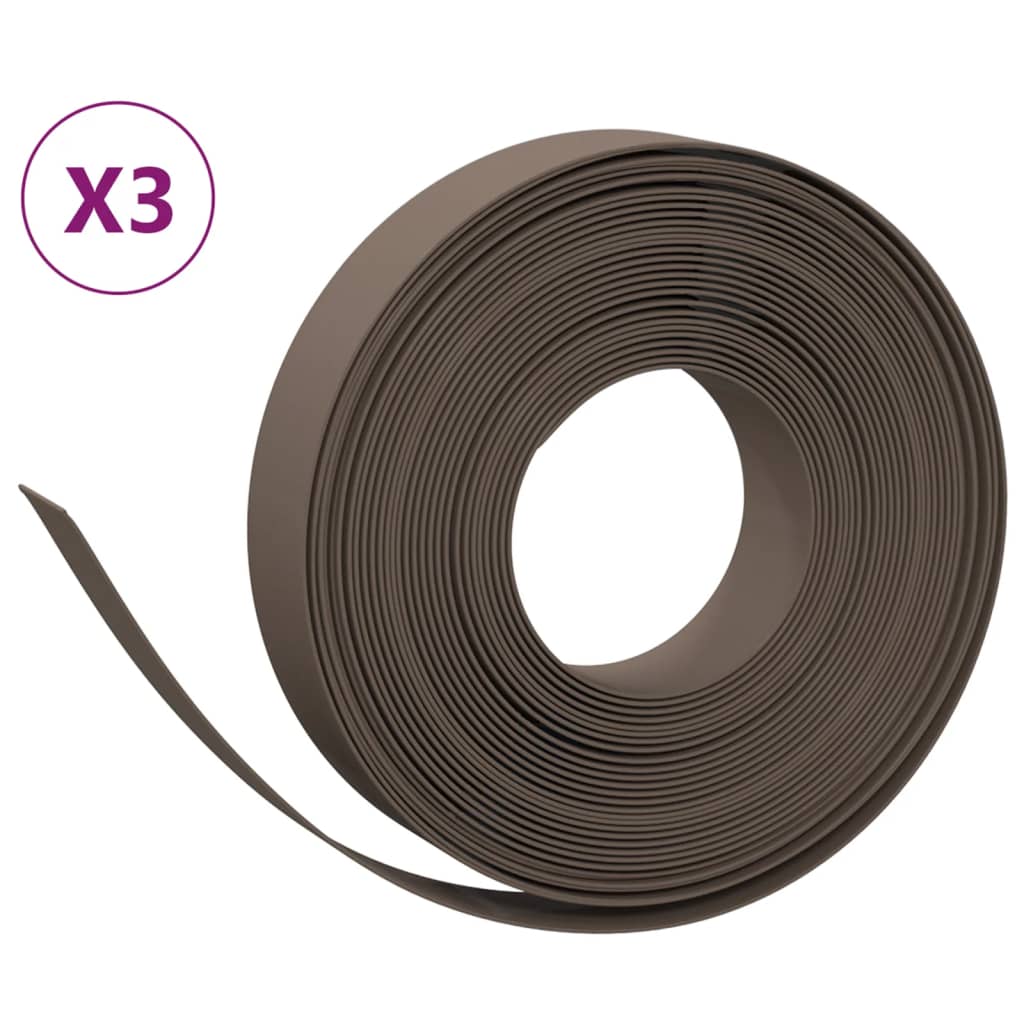 Vidaxl Garden Edges 3 st 10 m 10 cm polyetenbrun