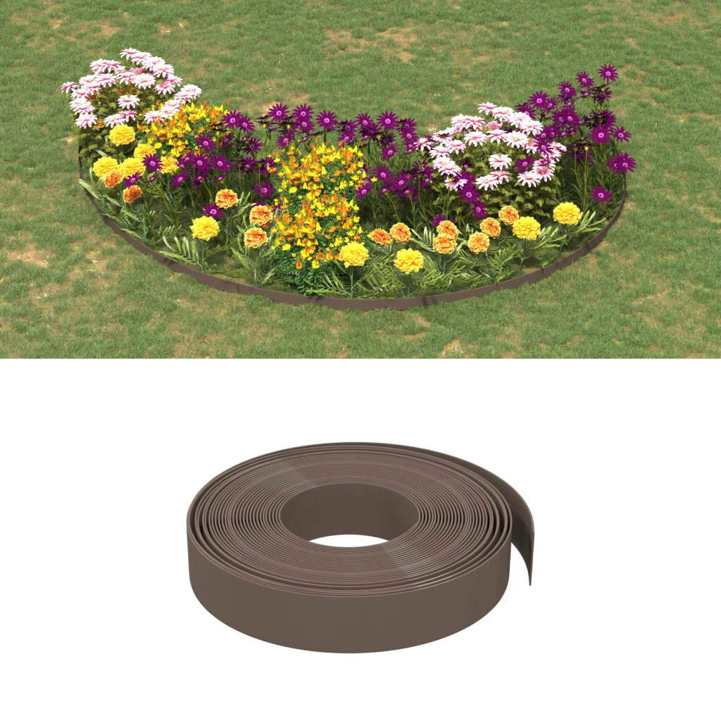 Vidaxl Garden Edges 3 st 10 m 10 cm polyetenbrun