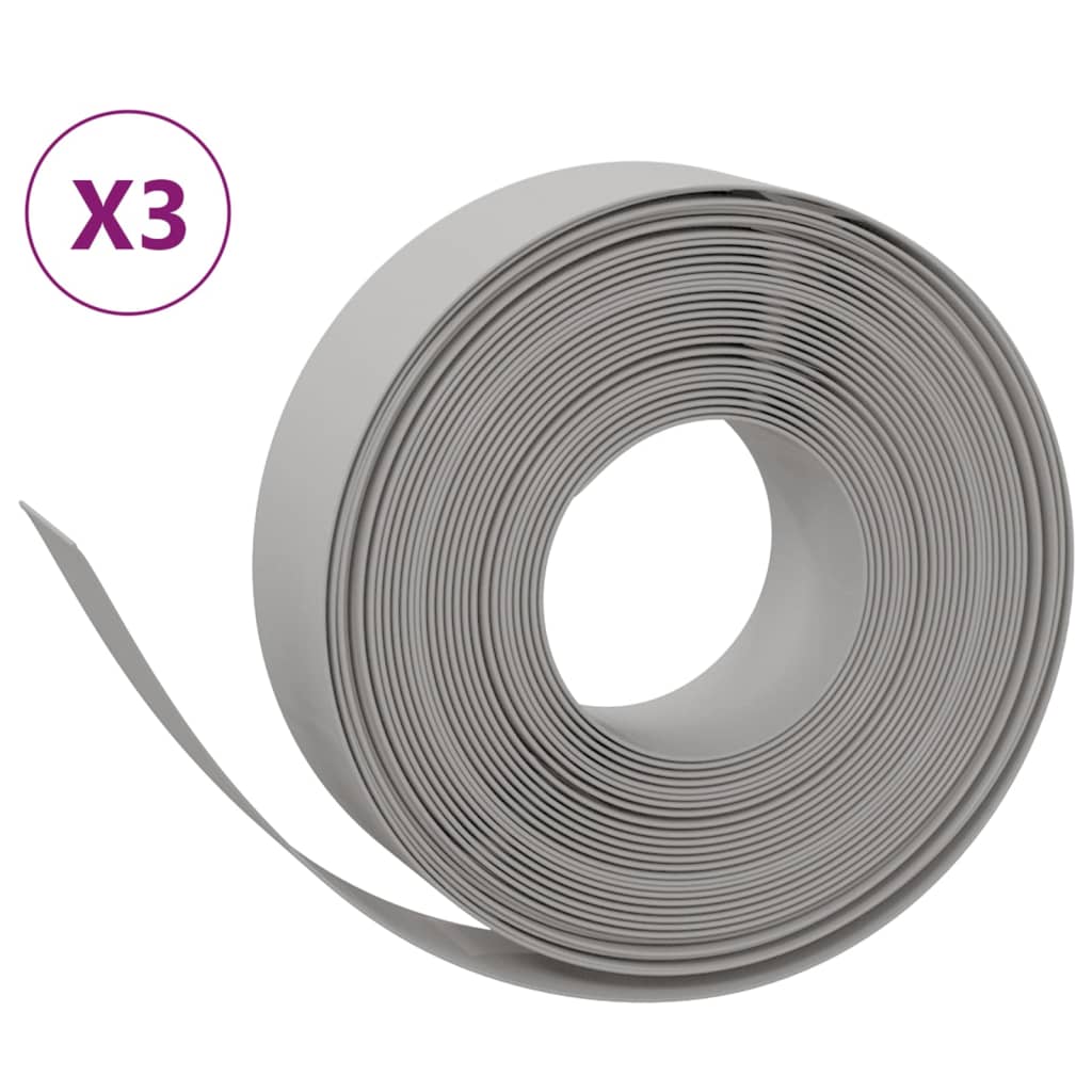 Vidaxl Garden Edges 3 st 10 m 15 cm polyetengrå