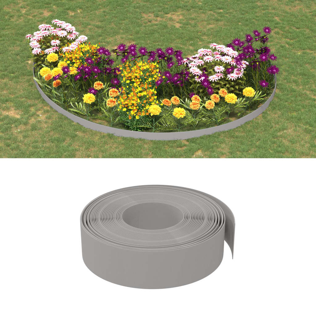 Vidaxl Gaart Kanten 4 PCs 10 m 15 cm Polyethylen Grey