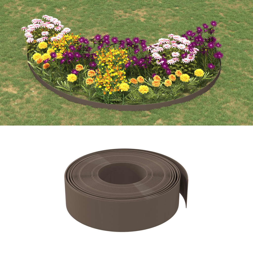 Vidaxl Garden Edges 3 st 10 m 15 cm polyetenbrun