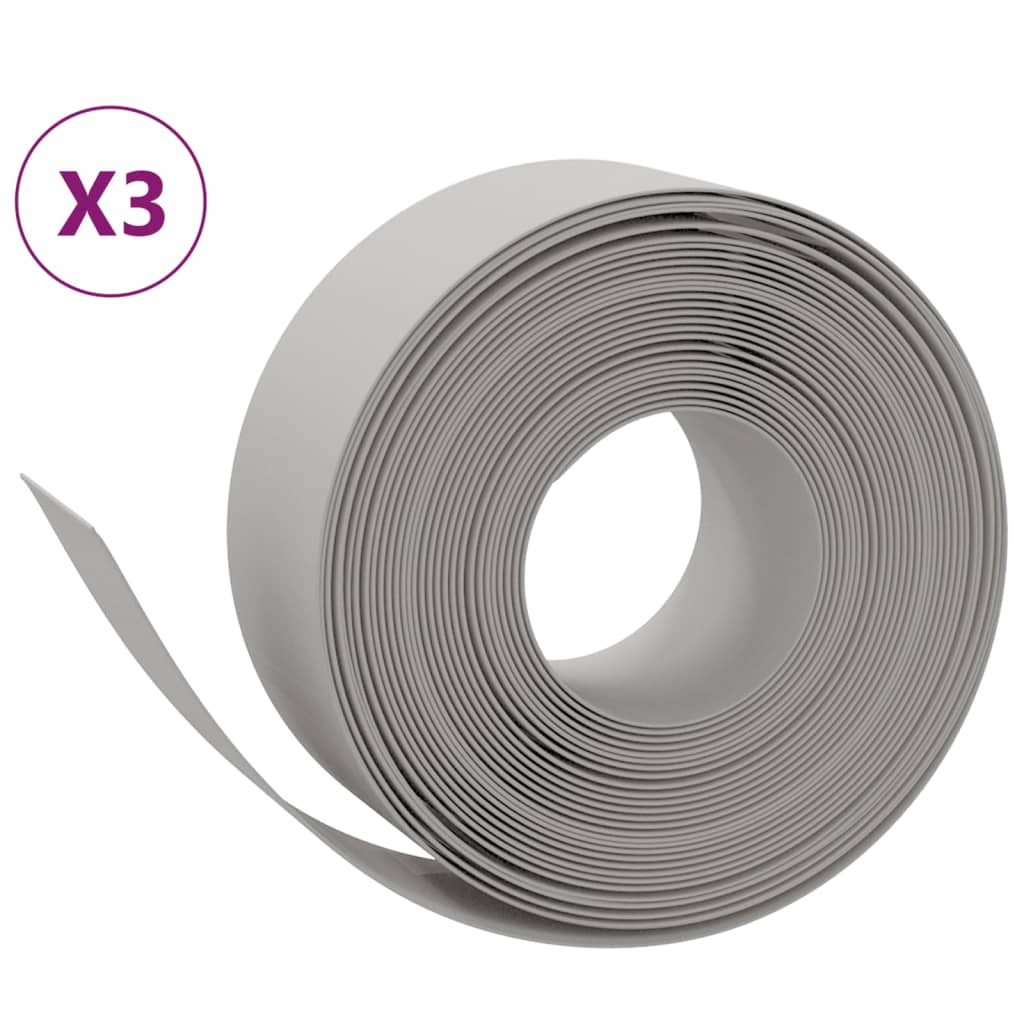 Vidaxl Garden Edges 3 st 10 m 20 cm polyetengrå