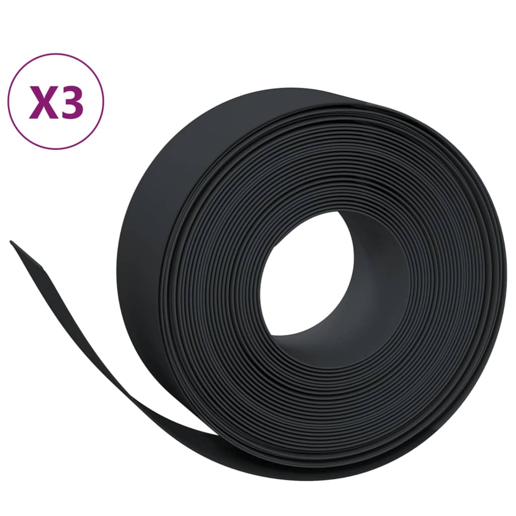 Vidaxl Garden Edges 3 st 10 m 20 cm polyeten svart