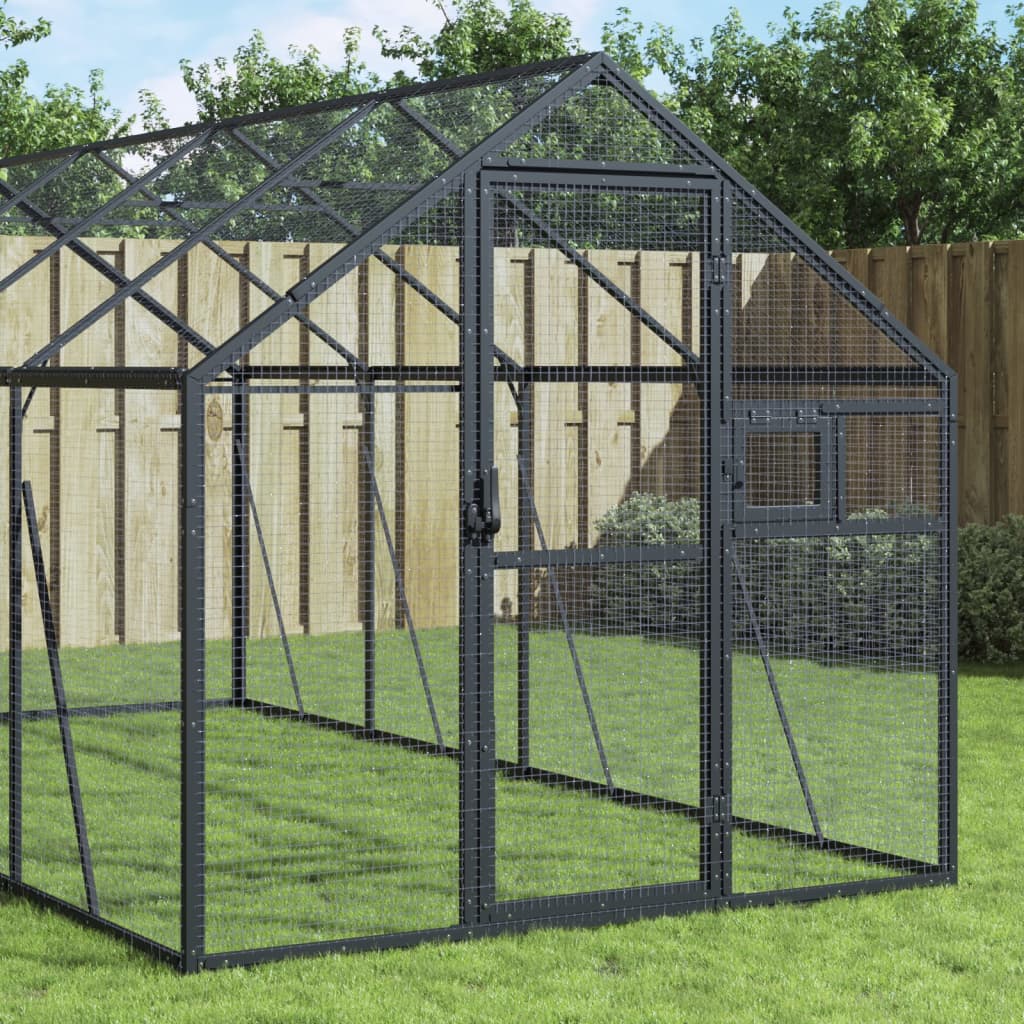 Vidaxl Aviary 1.79x4x1.85 m Antracite in alluminio