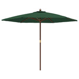 Vidaxl Parasol z lesenim drogom 299x240 cm zelena