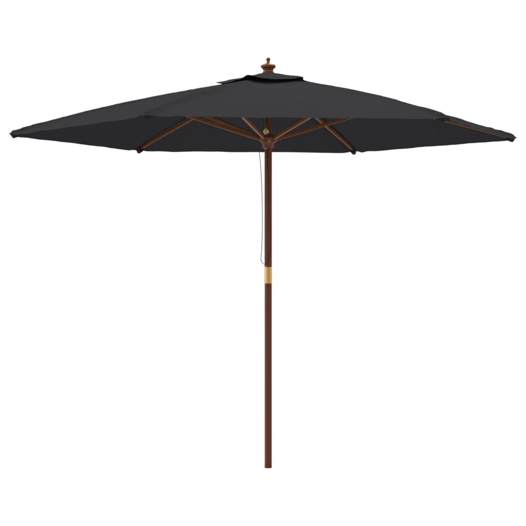 Vidaxl Parasol with wooden pole 299x240 cm Black