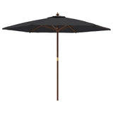 Vidaxl Parasol with wooden pole 299x240 cm Black