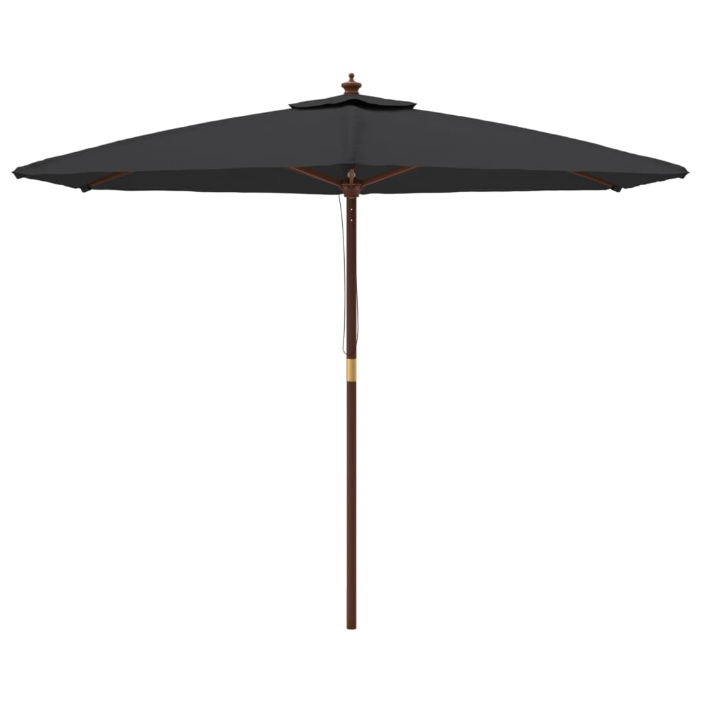 Vidaxl Parasol with wooden pole 299x240 cm Black