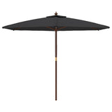 Vidaxl Parasol with wooden pole 299x240 cm Black
