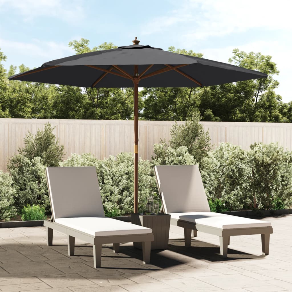 Vidaxl Parasol with wooden pole 299x240 cm Black