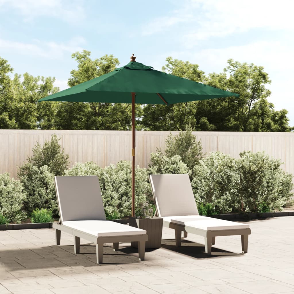 Vidaxl Parasol with wooden pole 198x198x231 cm green