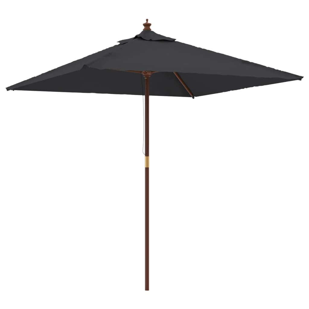 Vidaxl Parasol with wooden pole 198x198x231 cm Black