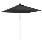Vidaxl Parasol with wooden pole 198x198x231 cm Black