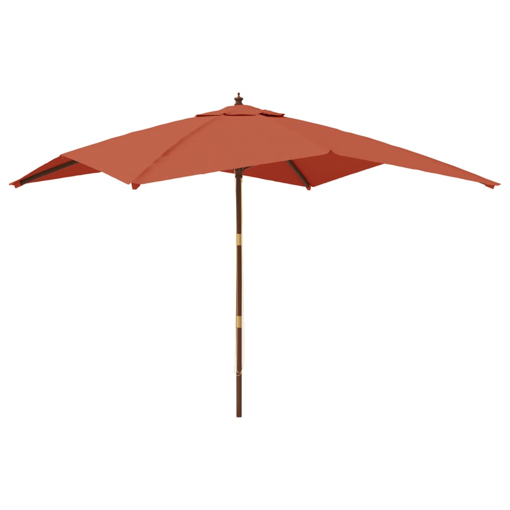 Vidaxl Parasol z lesenim drogom 300x300x273 cm terakota -obarvana