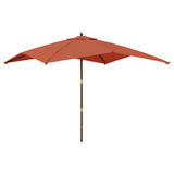 Vidaxl Parasol z lesenim drogom 300x300x273 cm terakota -obarvana