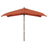 Vidaxl Parasol z lesenim drogom 300x300x273 cm terakota -obarvana