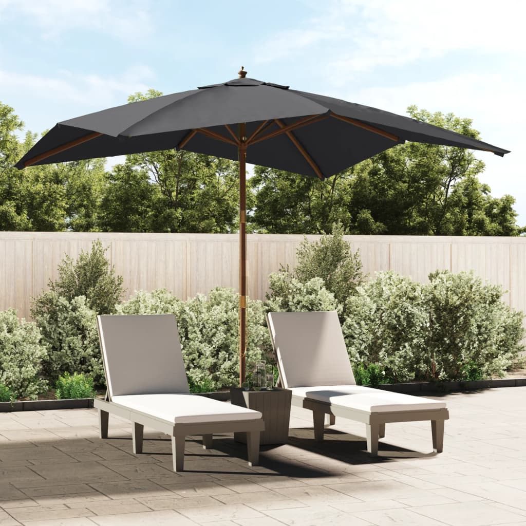 Vidaxl -parasol med træpol 300x300x273 cm sort