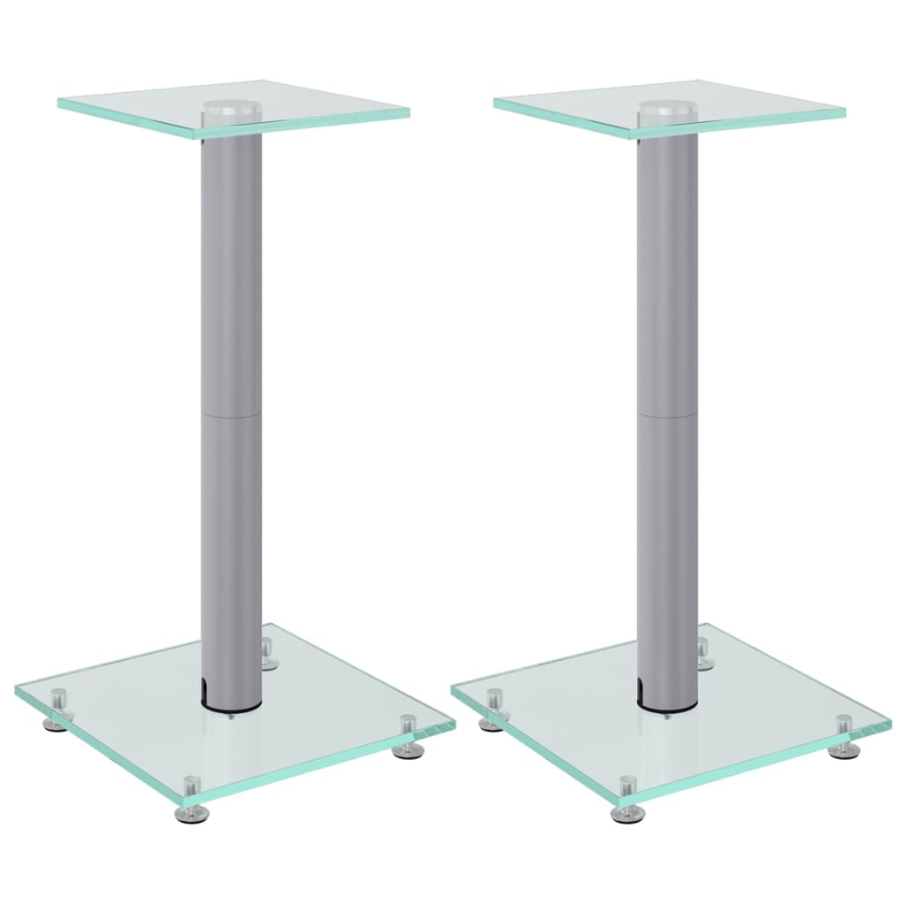 Vidaxl Loudspeaker Standards 2 pcs 1 pillar hardened glass silver colored
