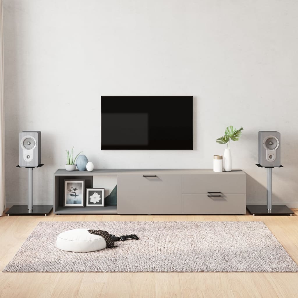 Vidaxl högtalarstandarder 2 st 1 pelare härdad glas svart och silver