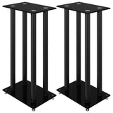 Vidaxl Loudspeaker Standards 2 pcs 4 pillars hardened glass black