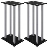 Supporti per altoparlanti Vidaxl 2 pezzi 4 colonne in vetro temperato nero argento