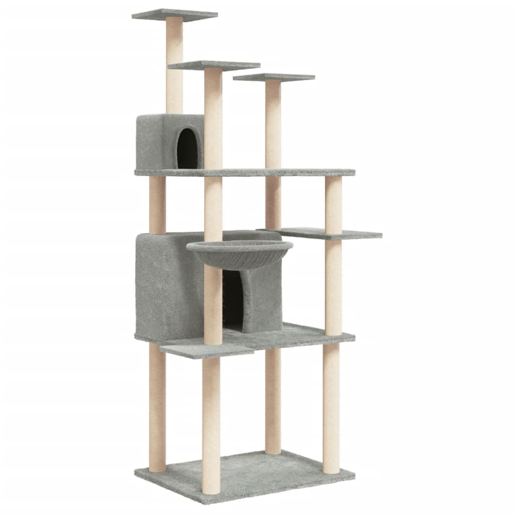 Vidaxl cat furniture with sisal scratching posts 166 cm light gray