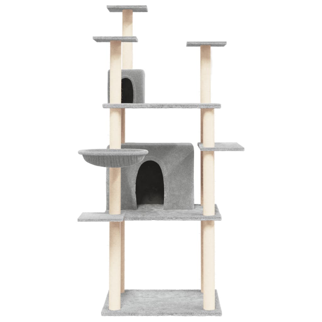 Vidaxl cat furniture with sisal scratching posts 166 cm light gray