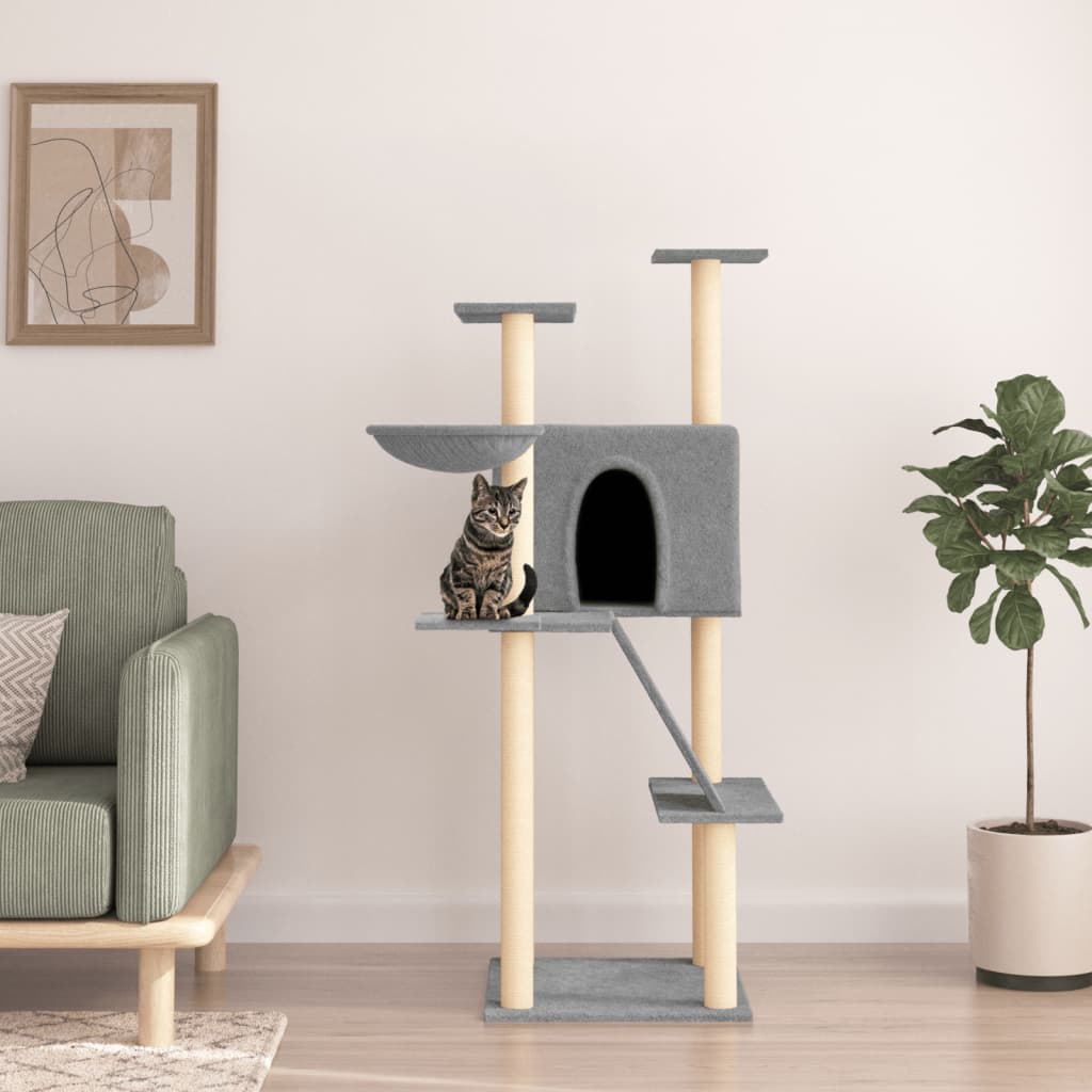 Vidaxl cat furniture with sisal scratching posts 143 cm light gray
