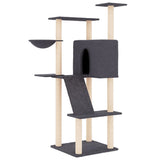 Vidaxl kattmöbler med sisal skrapande stolpar 143 cm mörkgrå