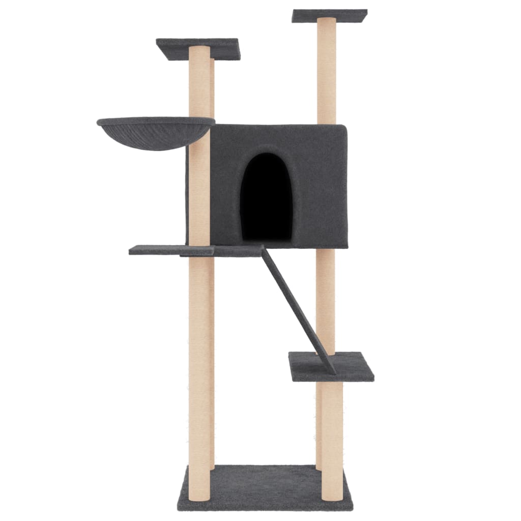 Vidaxl kattmöbler med sisal skrapande stolpar 143 cm mörkgrå
