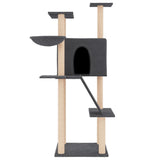 Vidaxl kattmöbler med sisal skrapande stolpar 143 cm mörkgrå