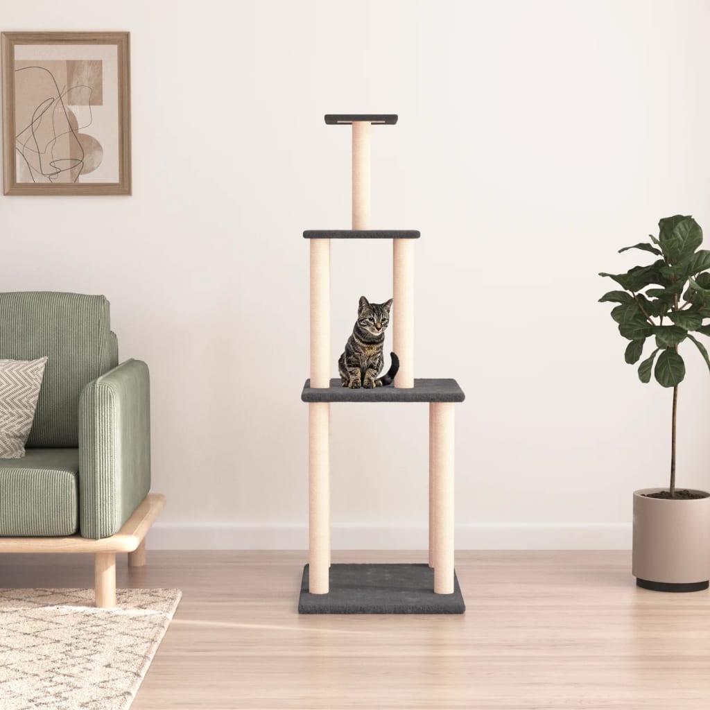 Vidaxl cat furniture with sisal scratching posts 149 cm dark gray